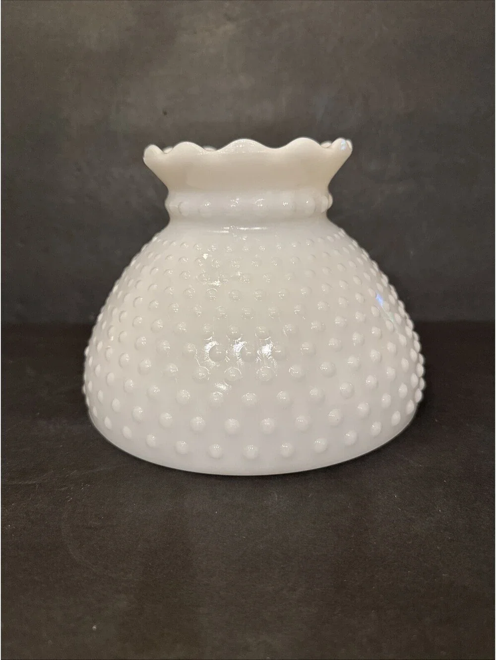 Vintage Milk Glass Hobnail Student Oil Lamp Shade 8